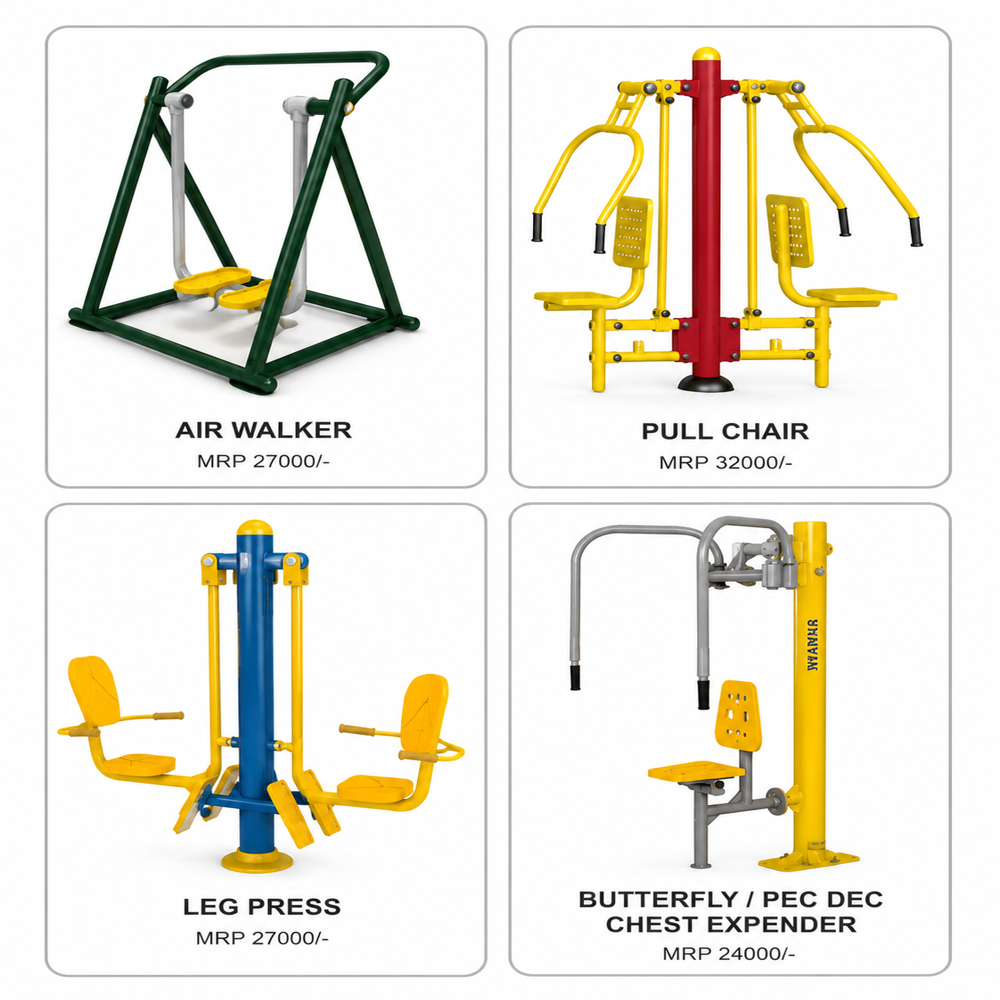 Double Cross Walker - Gi Pipe Frame, Standard Size, Blue/yellow | Manual Cardio & Leg Exercise, Anti-skid Platforms, Ergonomic Handles