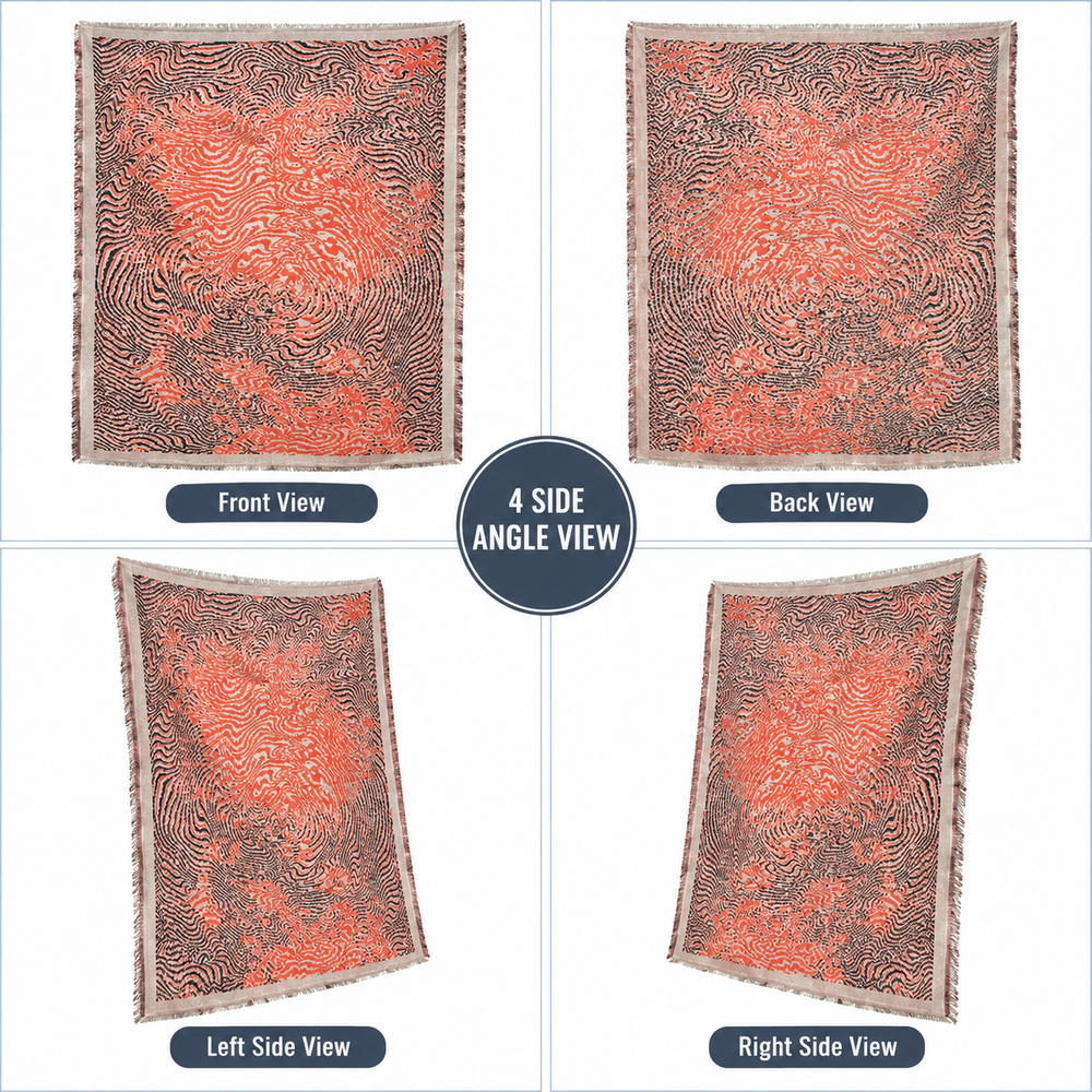 Orange Printes stole in viscose and cotton fabric