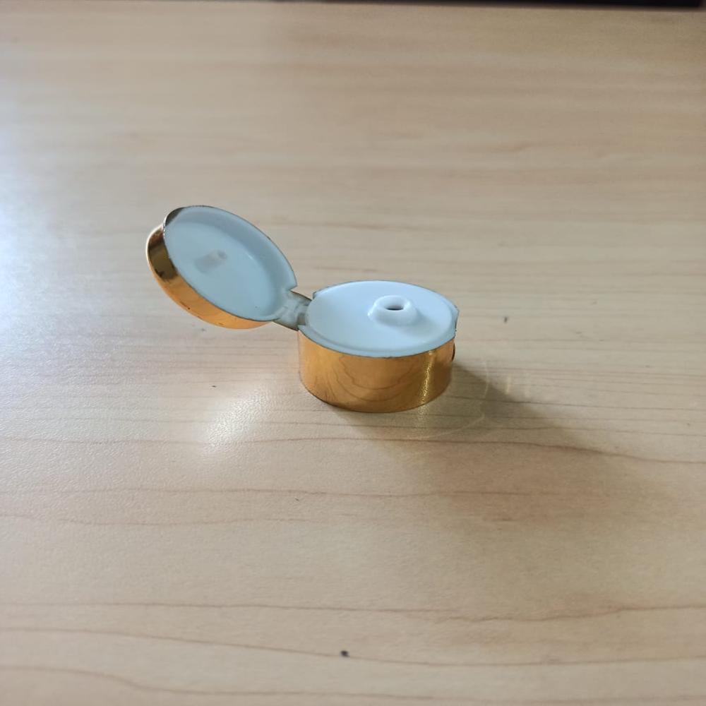19mm Short Golden Metalized Flip Top - Color: White And Red