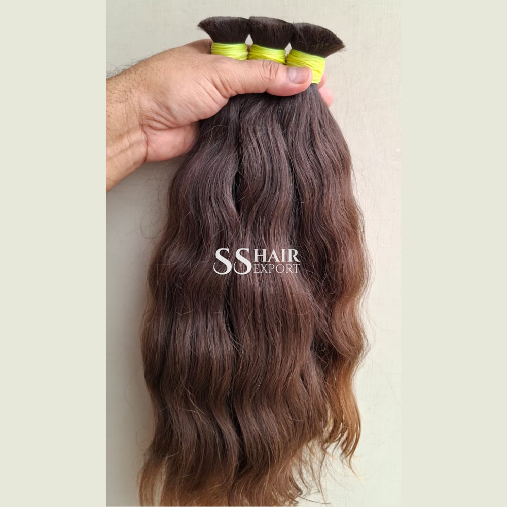 Brown Bulk Human Hair Indian Raw Hair Extension Natural Unweft Weaving Braiding