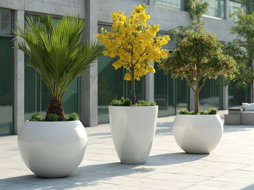 Glossy White Outdoor Planters