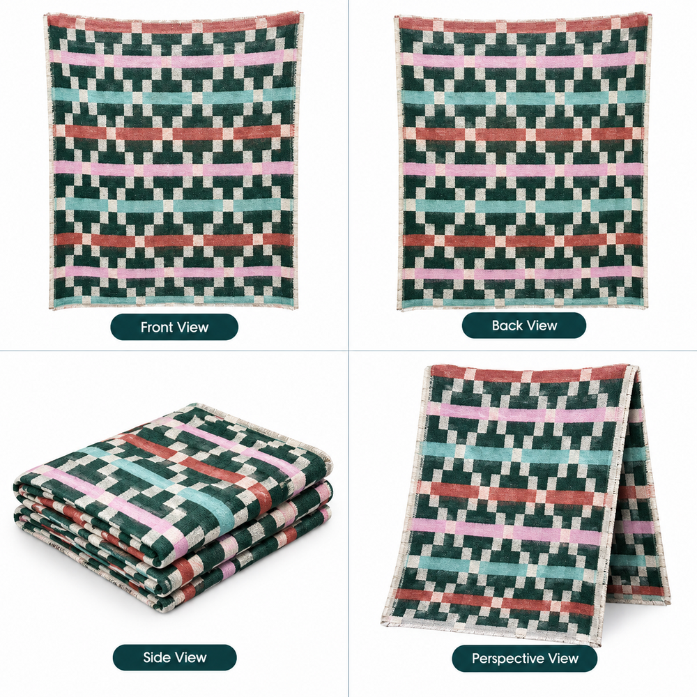 Pink and white Stole in viscose and cotton fabric