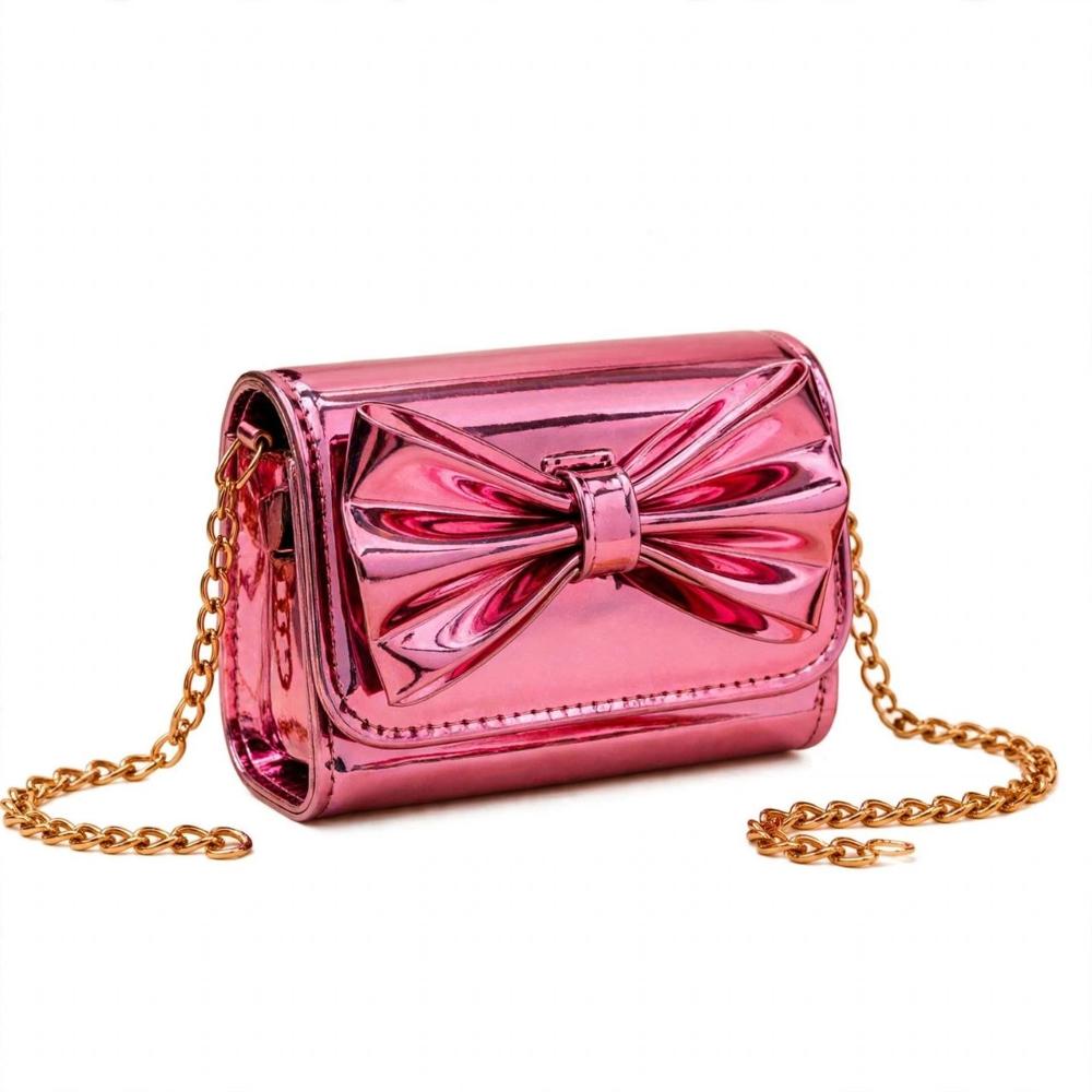 Pink Metallic Bow Crossbody Sling Bag