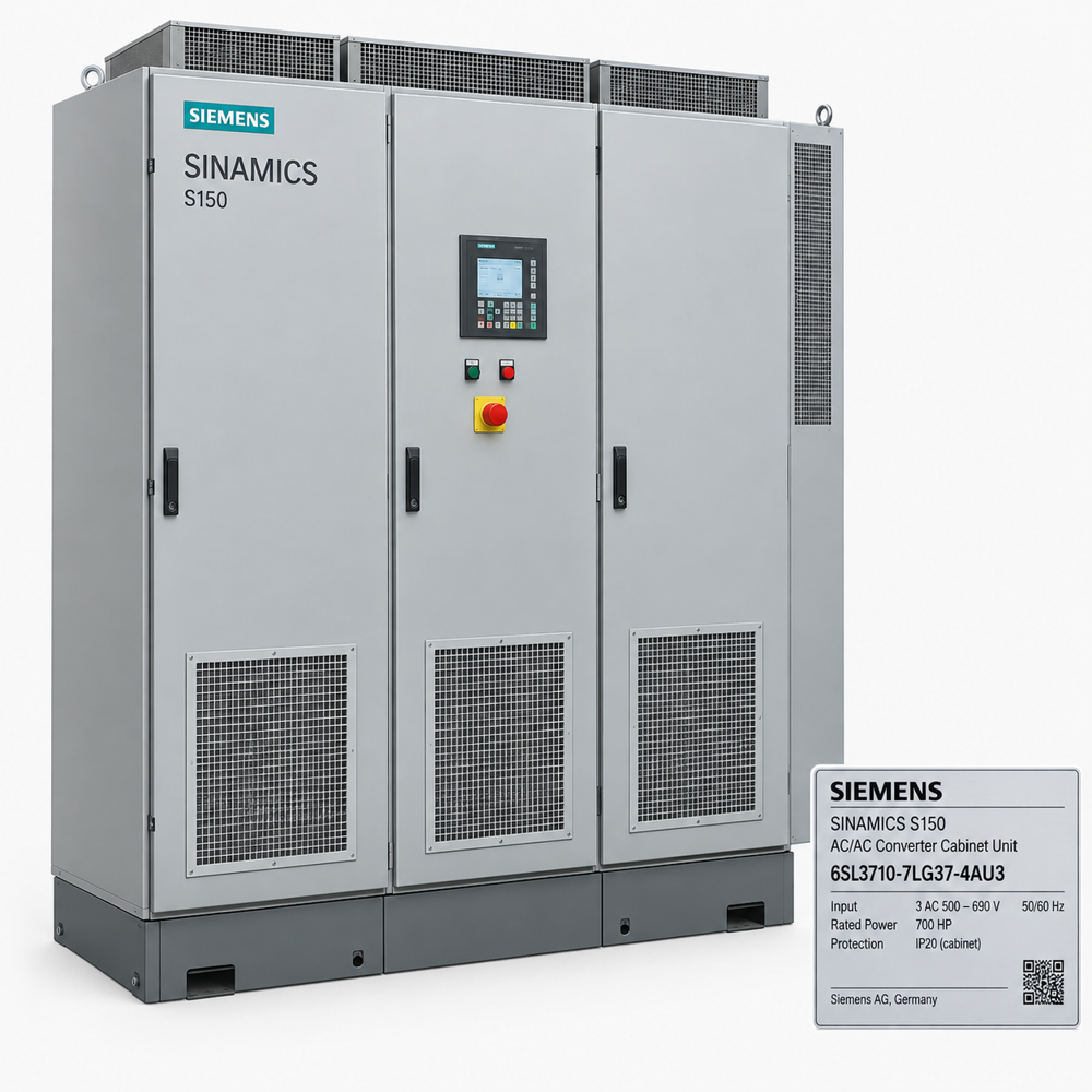 Siemens Sinamics S150 6Sl3710 7Lg37 4Au3 710 Kw 700 Hp 3 Phase 500 690 V - Application: Regenerative Speed Control Of Heavy Industrial Motors