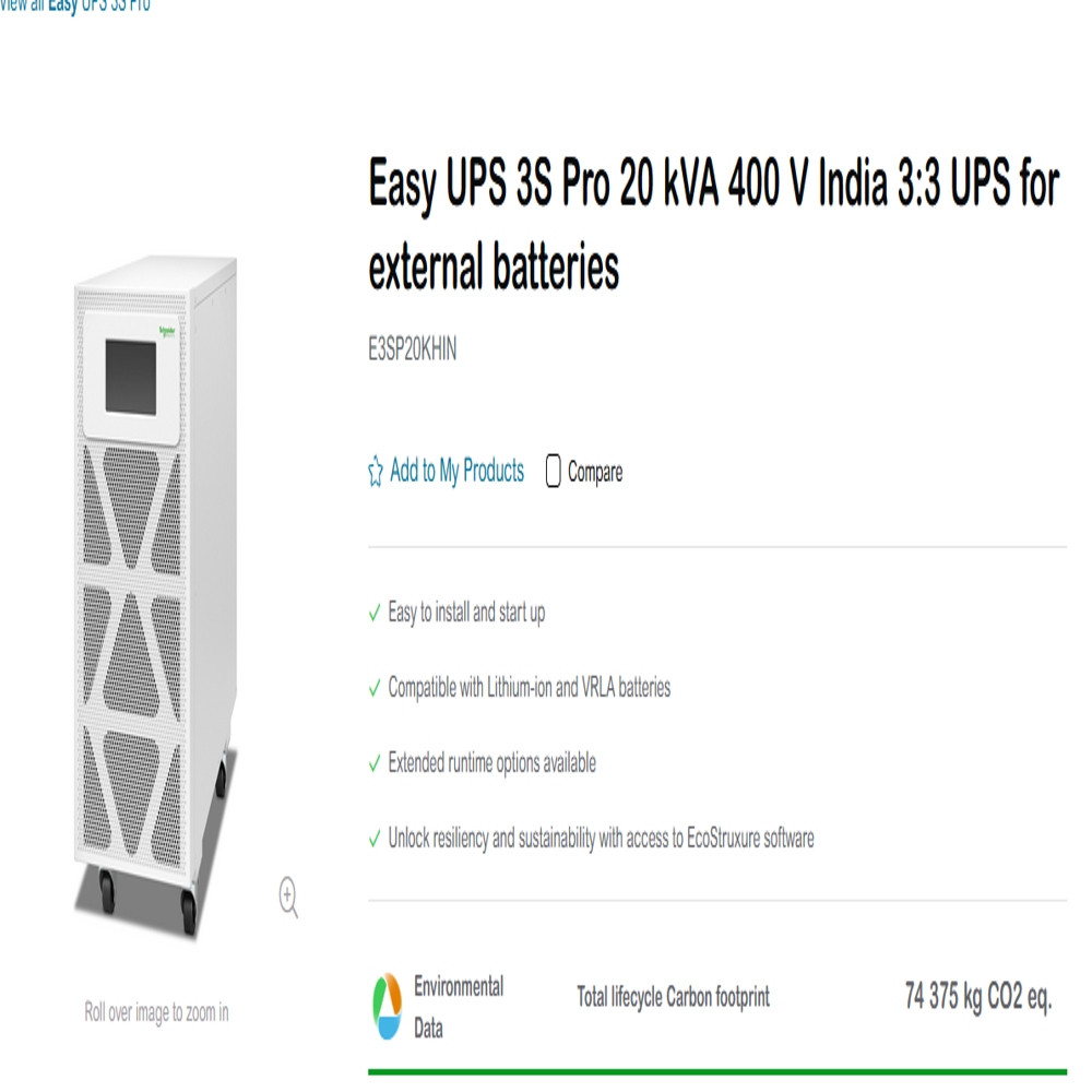 20 KVA- Schneider- 3S Easy UPS