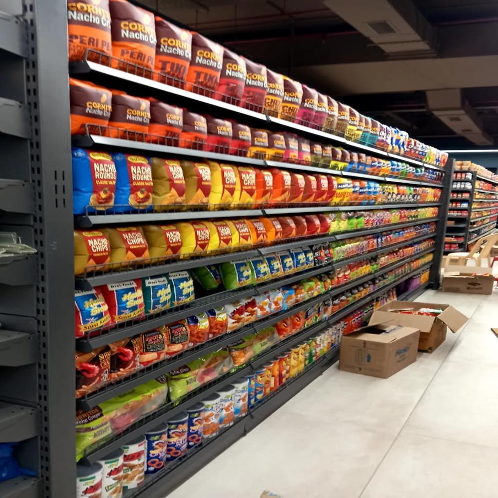Supermarket Display Racks - Durable Metal, 60x24x48 Inches, Sleek Silver Finish | Versatile Storage, Easy Assembly, Adjustable Shelving