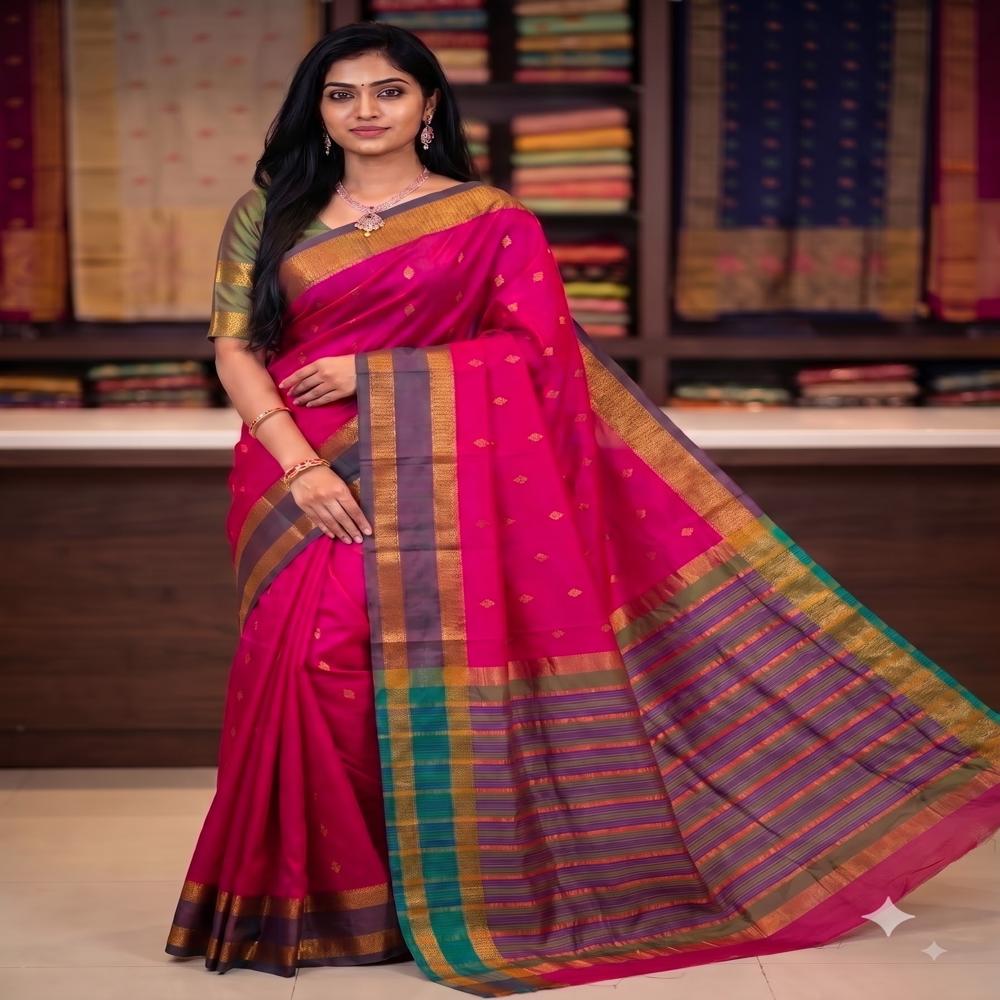Soft South Silk Saree with Butti and Zari Border