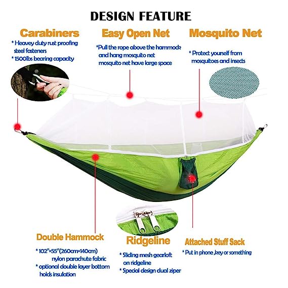 Portable Hiking Hammock with Mosquito Net
