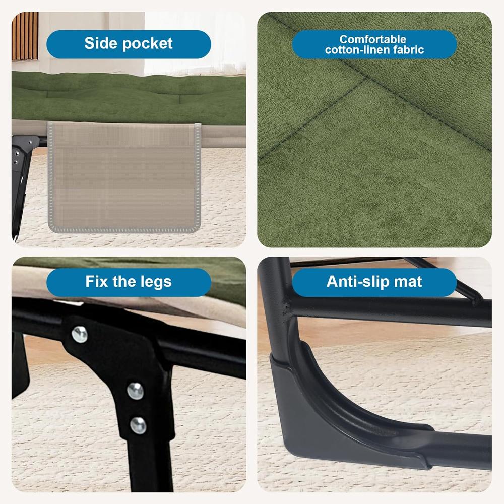 Camping Cot Bed with Cushion & 6-PositionCamping Cot Bed with Cushion & 6-Position Adjustable Backrest  Adjustable Backrest