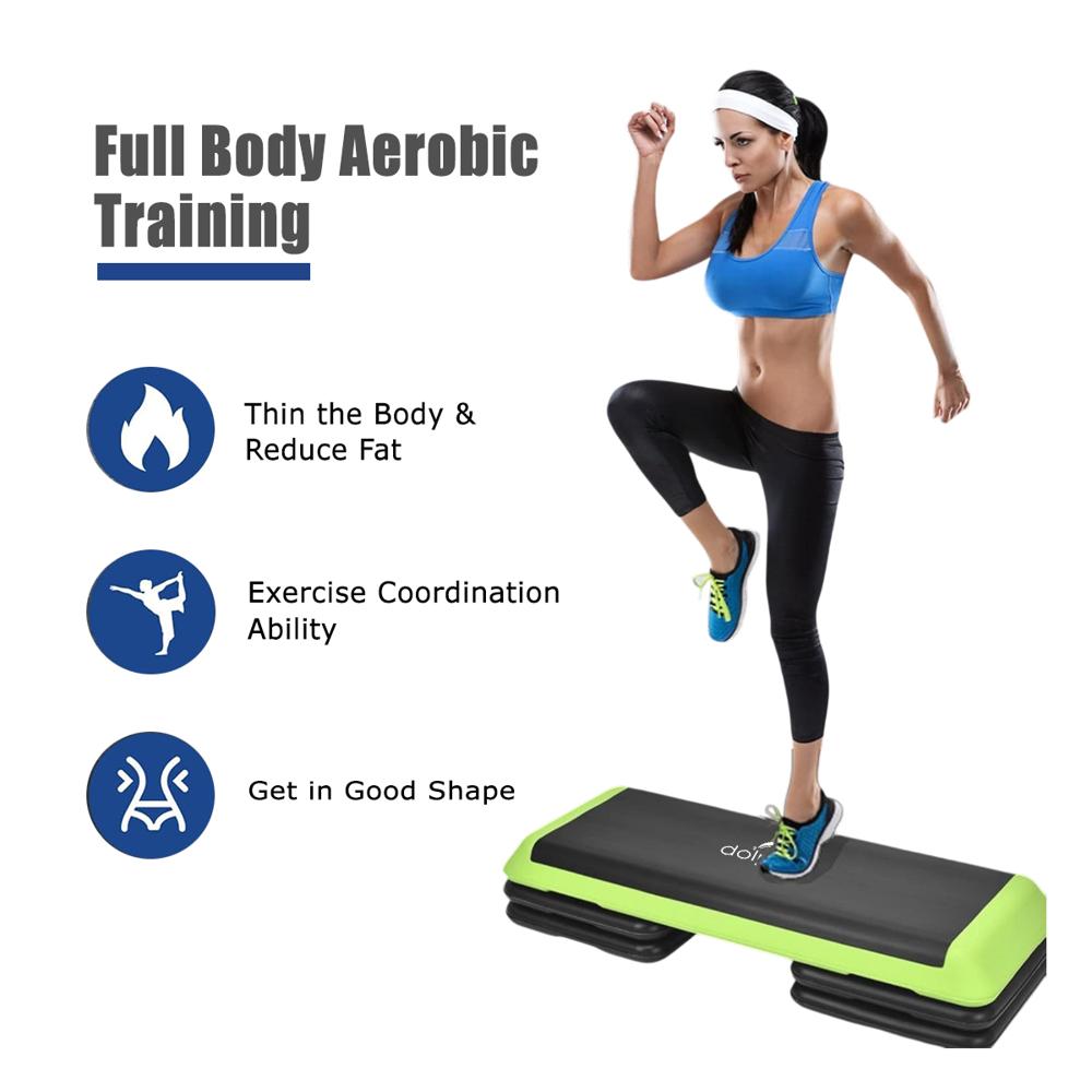 43 Inch Aerobic Step with 3 Levels Height-Adjustable
