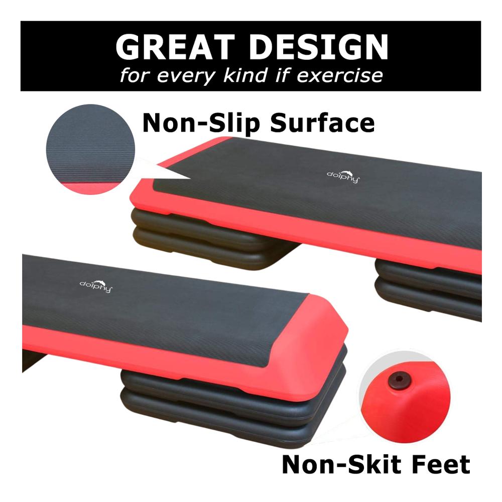 43 Inch Aerobic Step with 3 Levels Height-Adjustable