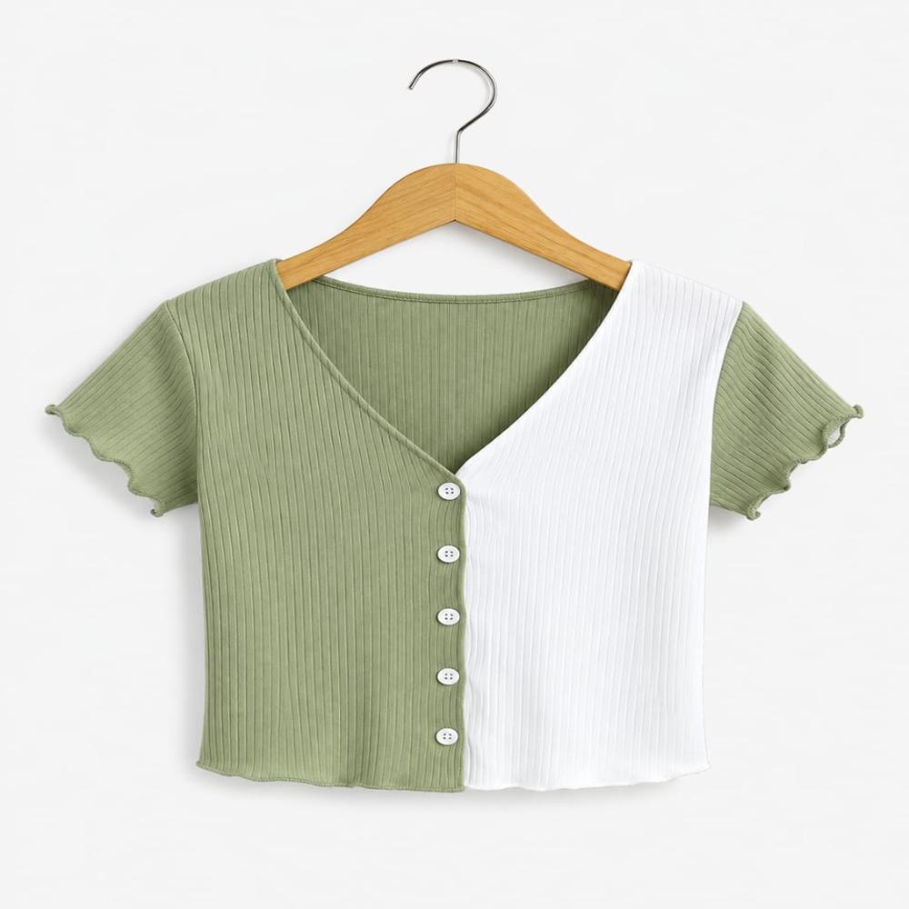 Ladies Top - Color: Greem-White