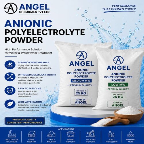 Polyelectrolyte Powder - Anionic Emulsions, 25 Kg Packaging | High Purity 99.9%, Fast Dissolving, Water Soluble, Ideal For Industrial Wastewater Treatment