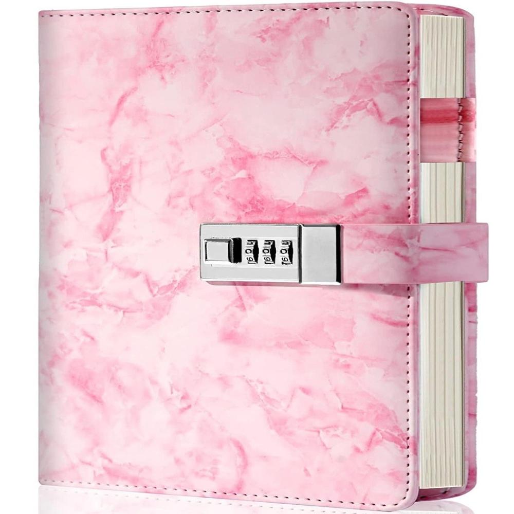 Pink Marble Pattern Lock Diary