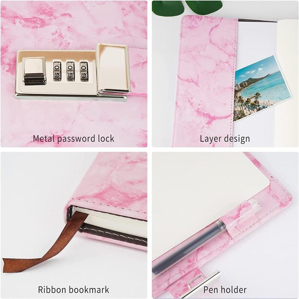 Pink Marble Pattern Lock Diary