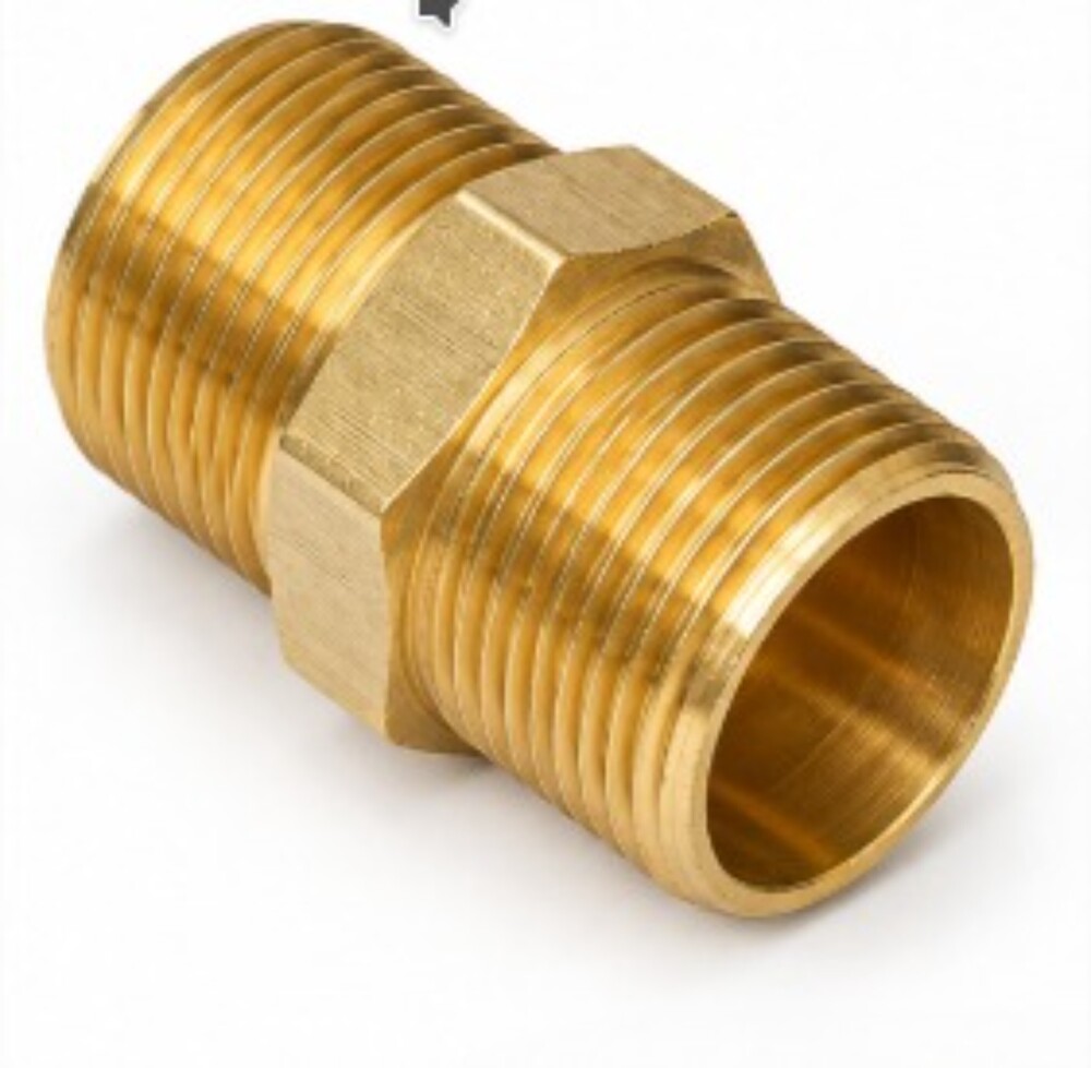 Threaded Pipe - Brass, Round Shape, Golden Color | Designed For Gas Handling, High Pressure Resistance, Polished Finish For Industrial Use
