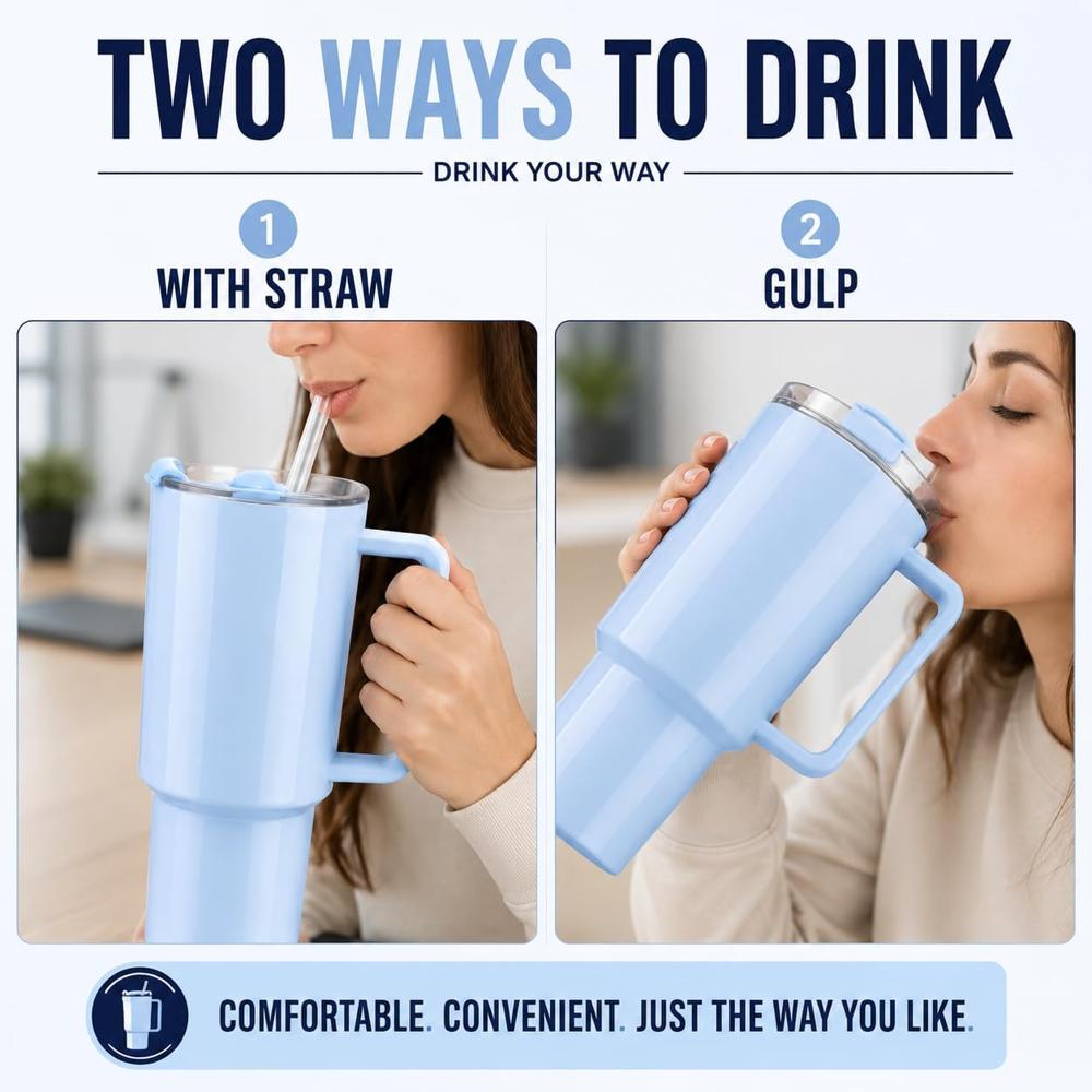 1800ml Plastic Tumbler with Handle & Straw