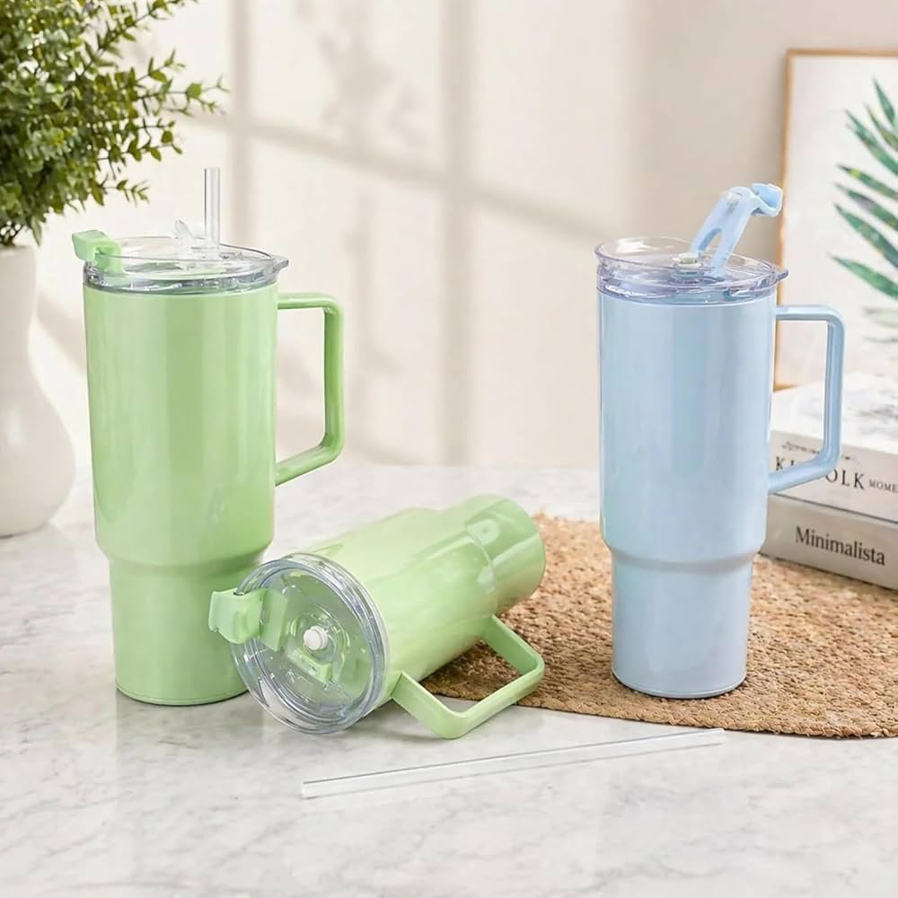 1800ml Plastic Tumbler with Handle & Straw