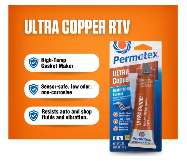 Permatex Ultra Copper Maximum Temperature RTV Silicone Gasket Maker 81878 85gm