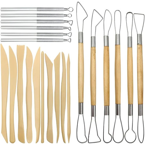 Clay Pottery Modeling Tools - Color: Natural Wood