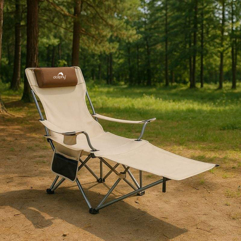 Camping Adjustable Lounge Chair with Headrest & Cup Holder