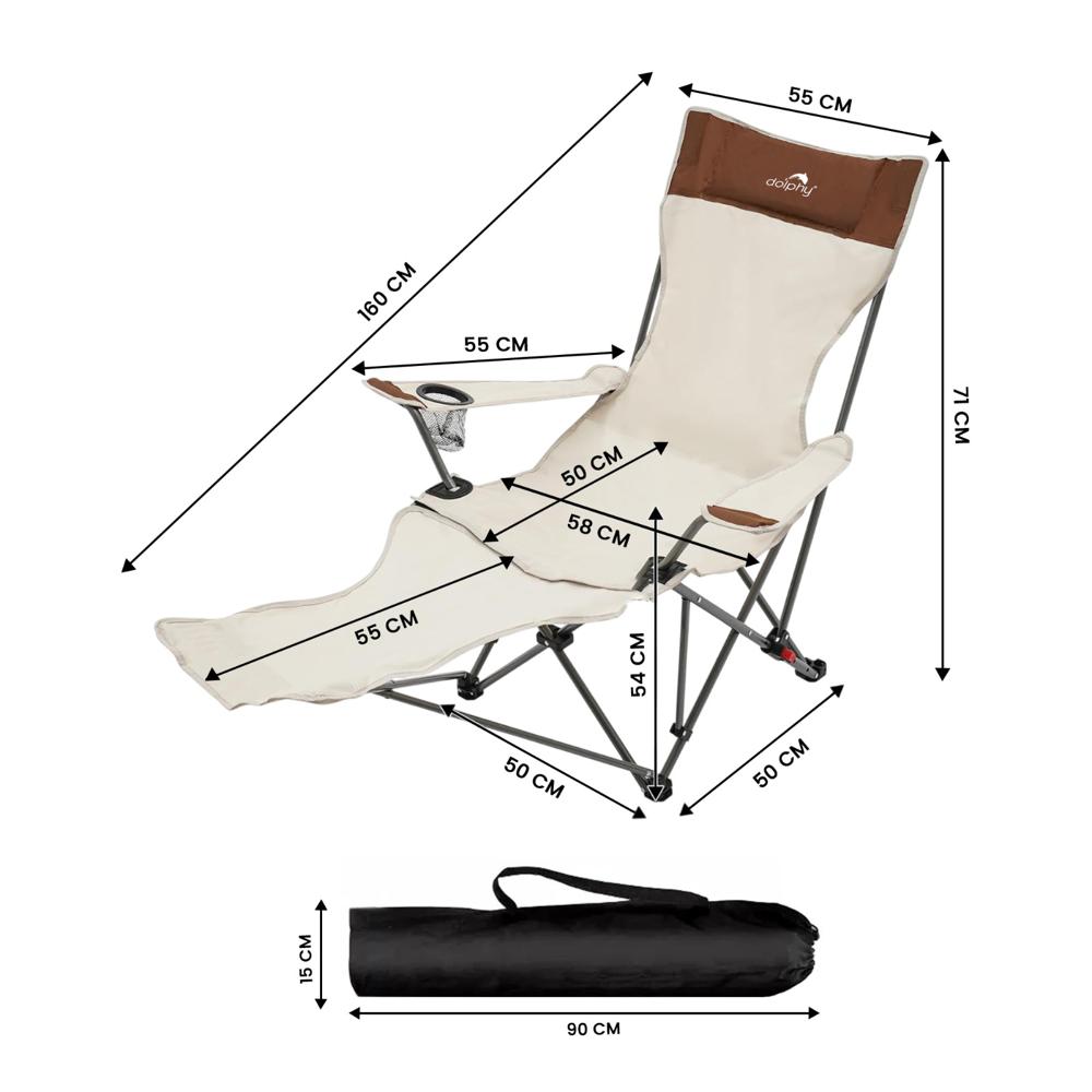 Camping Adjustable Lounge Chair with Headrest & Cup Holder