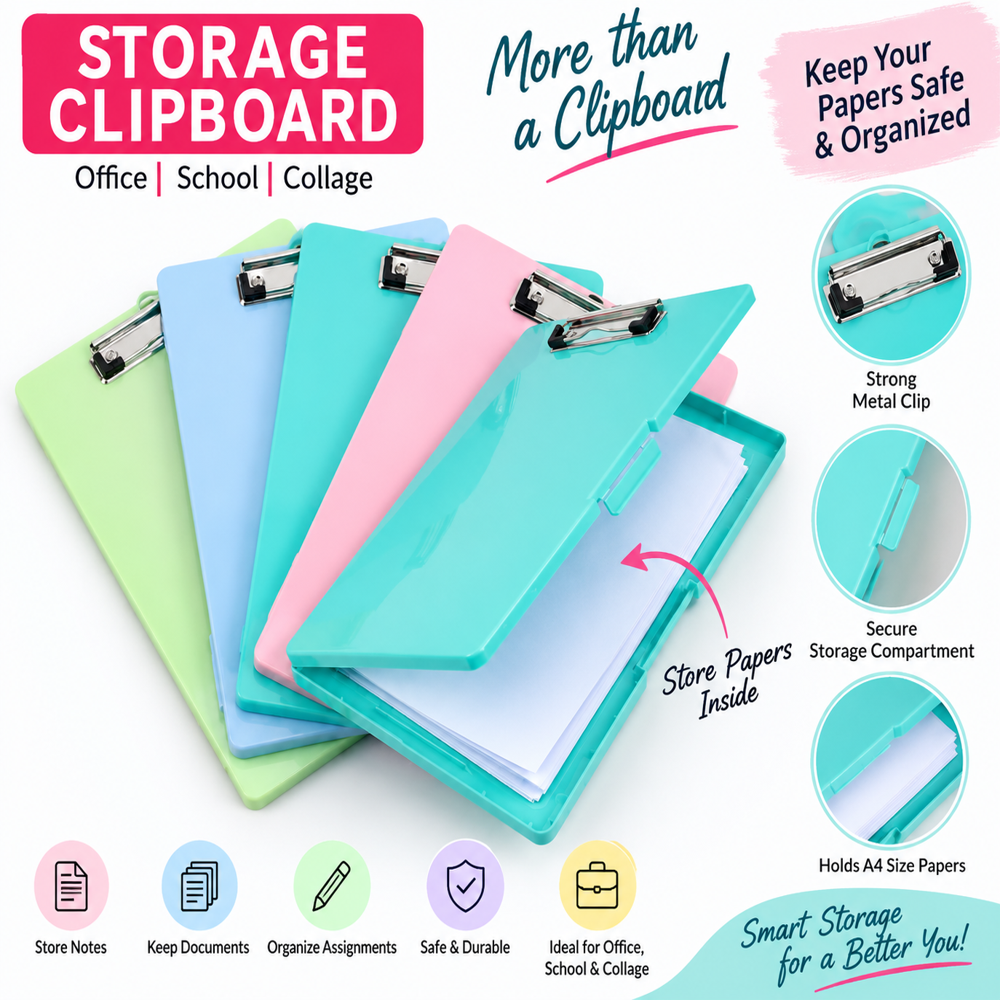 A4 Exam Pad Storage Clipboard with Strong Metal Clip