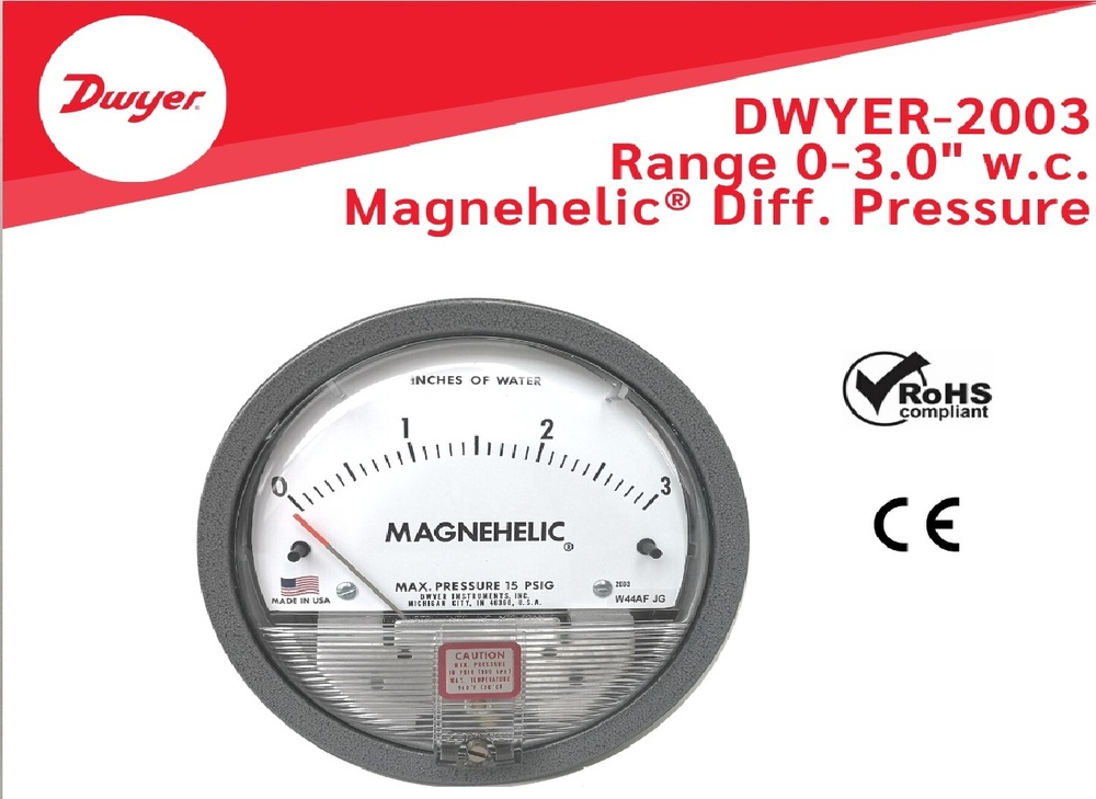 Magnehelic Differential Pressure Gauge Range 0-3 Inch Of Water
