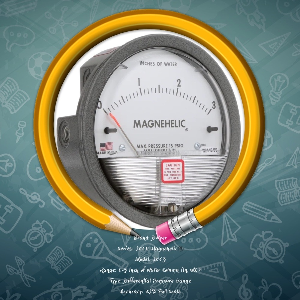Magnehelic Differential Pressure Gauge Range 0-3 Inch Of Water