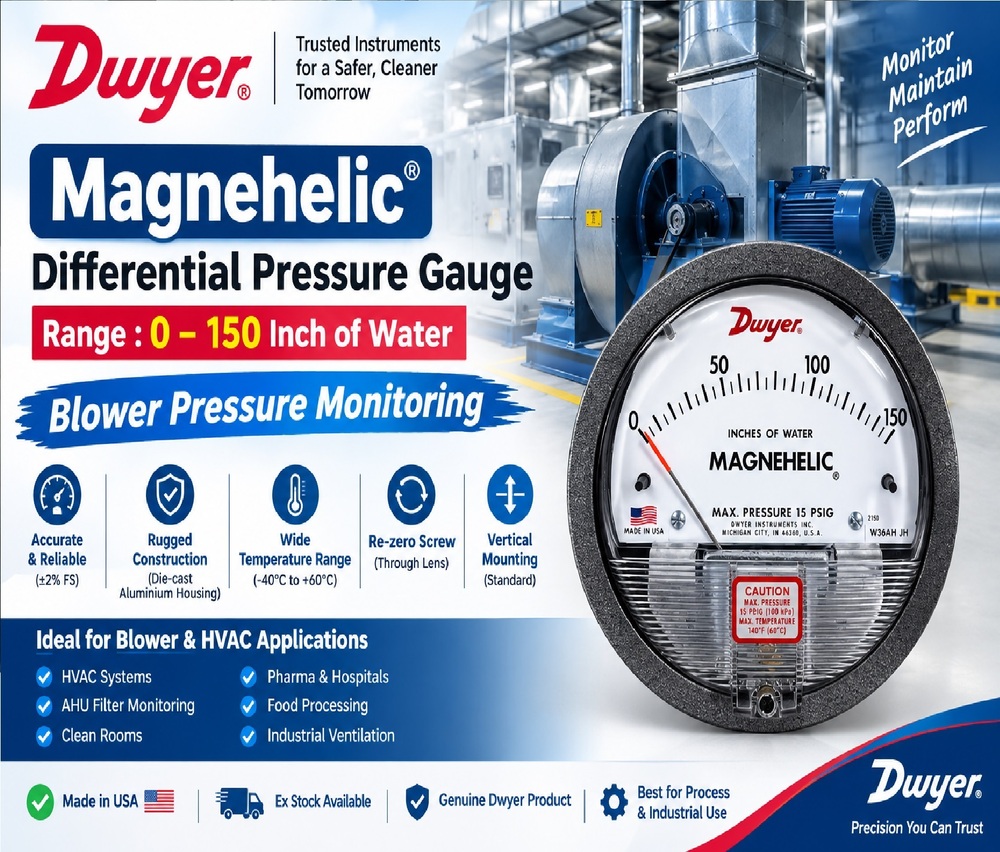 Magnehelic Differential Pressure Gauge Range 0150 Inch of Water | Supplier & Wholesaler Delhi India