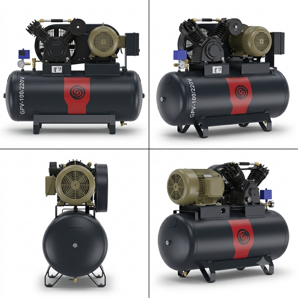 3HP - 10HP Chicago Pneumatic Cast Iron Piston Air Compressor