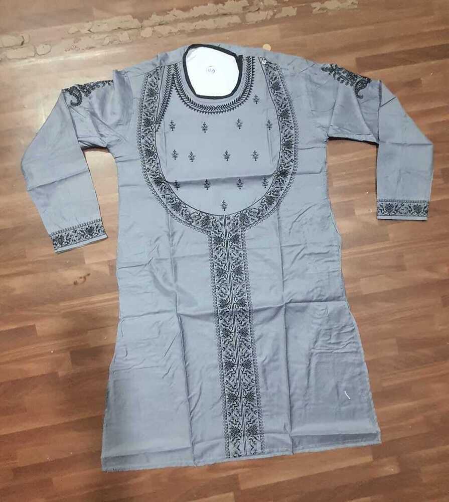 Fancy Embroidery Side Open Round Neck Full Sleeves Kurta