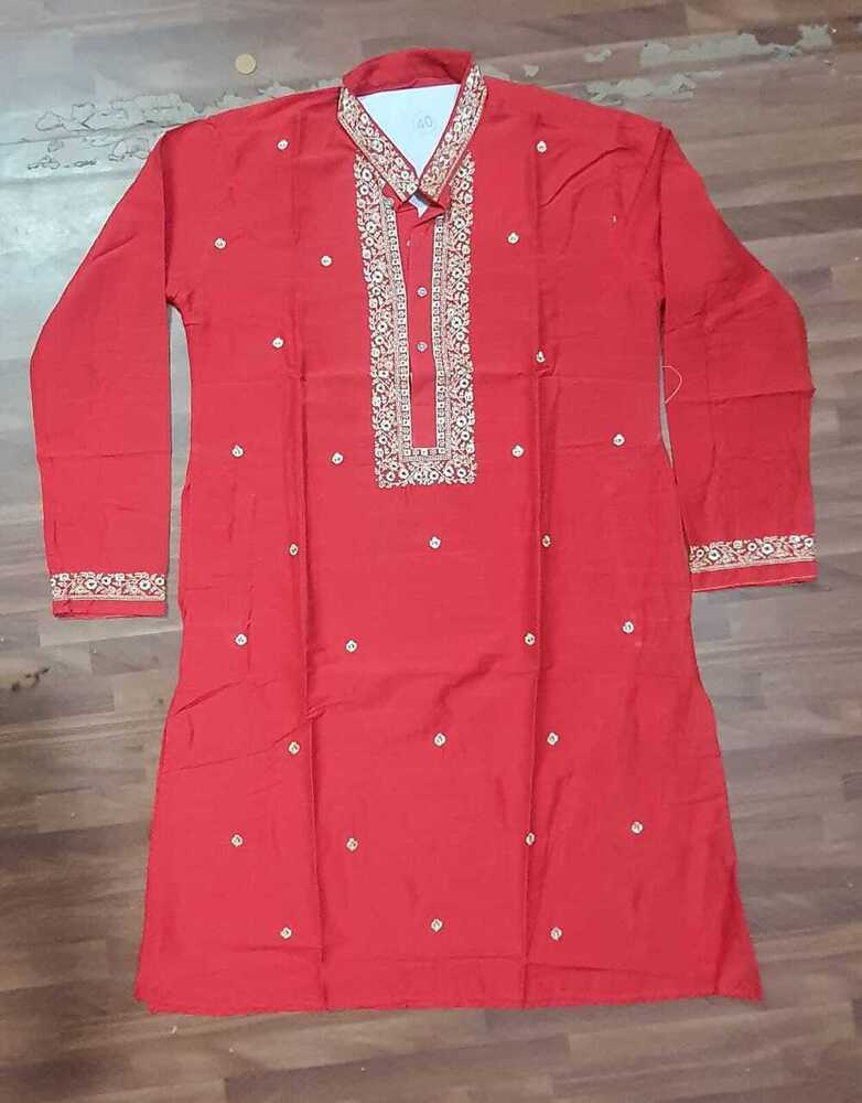 Cotton Silk Buta Locket Embroidery Full Sleeves Kurta