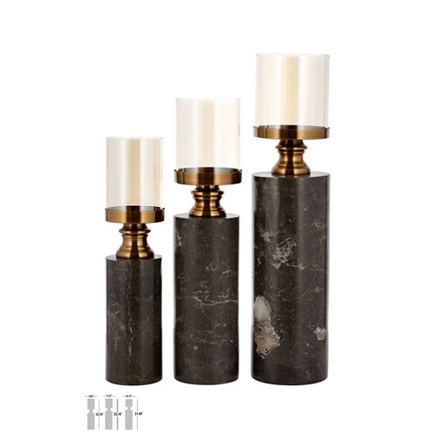 Marble Candle Stands - Color: Black