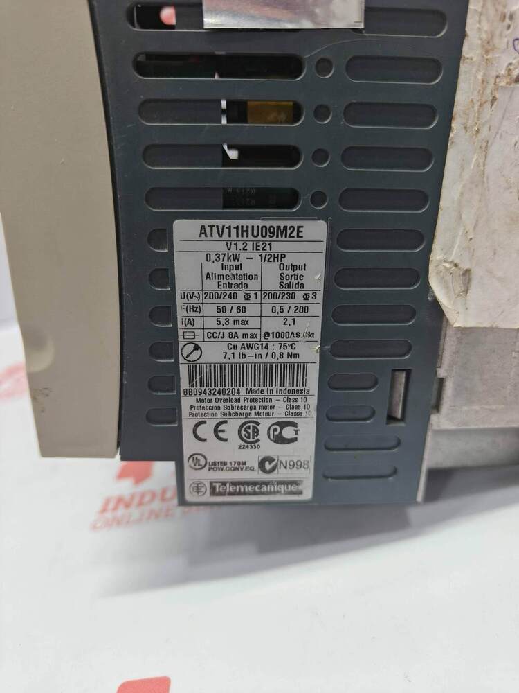 TELEMECANIQUE ATV11HU09M2E Compact Altivar 11 Variable Frequency Drive (VFD) Designed For Low-Power Three-Phase Asynchronous AC Motors