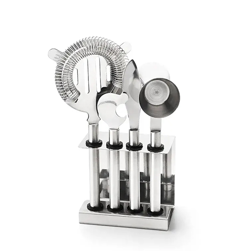 4Pc Bar Tool Set with SS Rectangular Stand