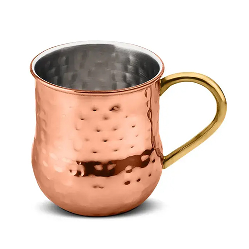 Bear Mug Hammered Lota (Copper Platting with SS Handle)