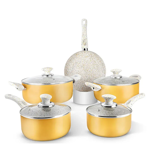 Aluminum Non-Stick Granito 9 Pcs Cookware Set 2.00 MM Spiral Bottom, Soft Touch Handle (Class)