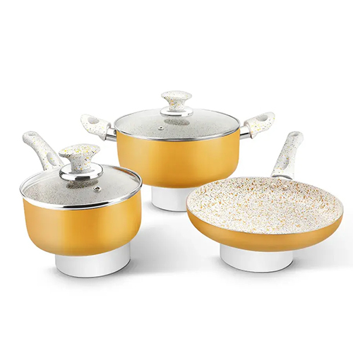 Aluminum Non-Stick Granito 5 Pcs Cookware Set 2.00 MM Spiral Bottom, Soft Touch Handle (Class)