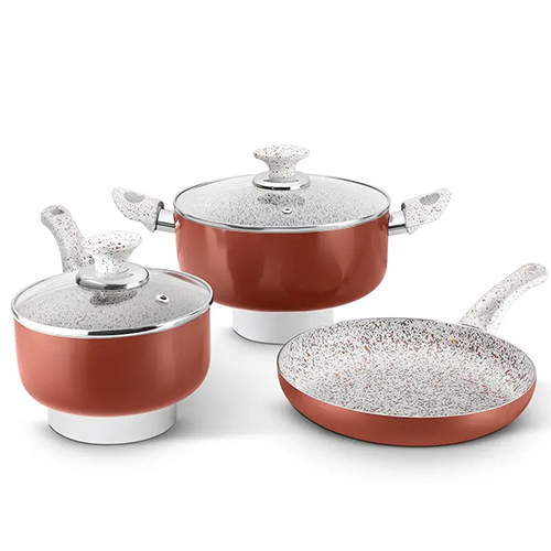 Aluminum Non-Stick Granito 5 Pcs Cookware Set 2.20 MM Induction, Soft Touch Handle (Class)