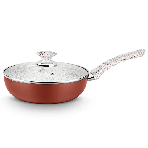 Aluminum Non-Stick Granito Wok 2.20 MM With Glass Lid Induction, Handle (Class)