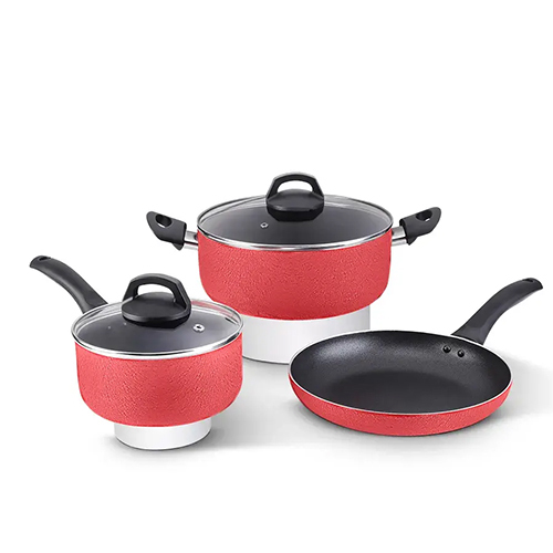 Aluminum Non-Stick 5 Pcs Cookware Set 2.50 MM Induction, Color & Soft Touch Handle (Alpha)
