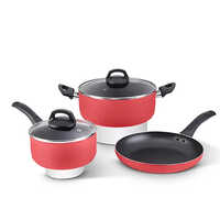 Aluminum Non-Stick 5 Pcs Cookware Set 2.50 MM Induction, Color & Soft Touch Handle (Alpha)