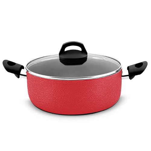 Aluminum Non-Stick Casserole 2.50 MM With Glass Lid Induction, Color & Soft Touch Handle (Alpha)