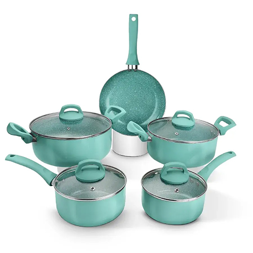 Aluminum Ceramica 9 Pcs Cookware Set 2.50 MM Induction Coloured & Soft Touch Handle (Alpha)