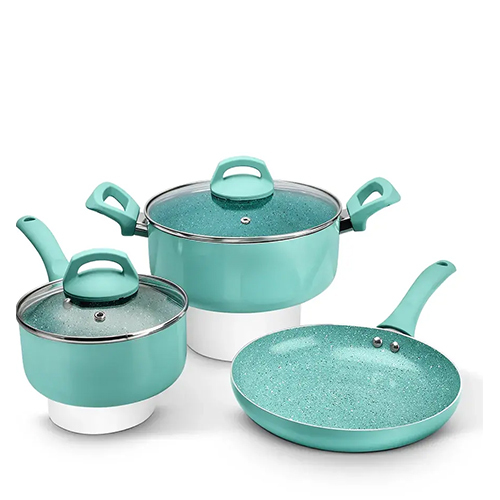 Aluminum Ceramica 5 Pcs Cookware Set 2.50 MM Induction Coloured & Soft Touch Handle (Alpha)