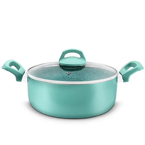 Aluminum Ceramica Casserole With Glass Lid 2.50 MM Induction Coloured & Soft Touch Handle (Alpha)