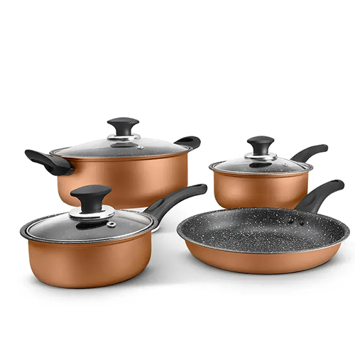 Carbon Steel Non Stick 7 Pcs Cookware Set 0.65 MM, Induction Friendly, Plain Handle (Class)
