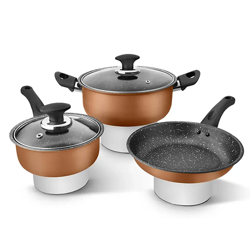 Carbon Steel Non Stick 5 Pcs Cookware Set 0.65 MM, Induction Friendly, Plain Handle (Class)