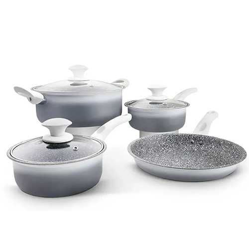 Carbon Steel Non Stick Granito-Two Tone 7 Pcs Cookware Set 0.65 MM, Induction Friendly, Color & Soft Touch Handle (Class)